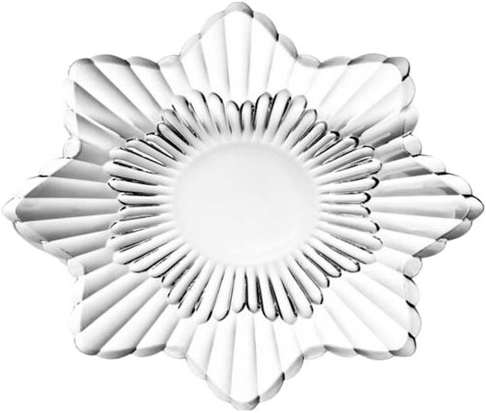 طبق فاكهة بلنك ماكس شكل وردة عصري زجاج حجم متوسط بدون قاعدة - شفاف