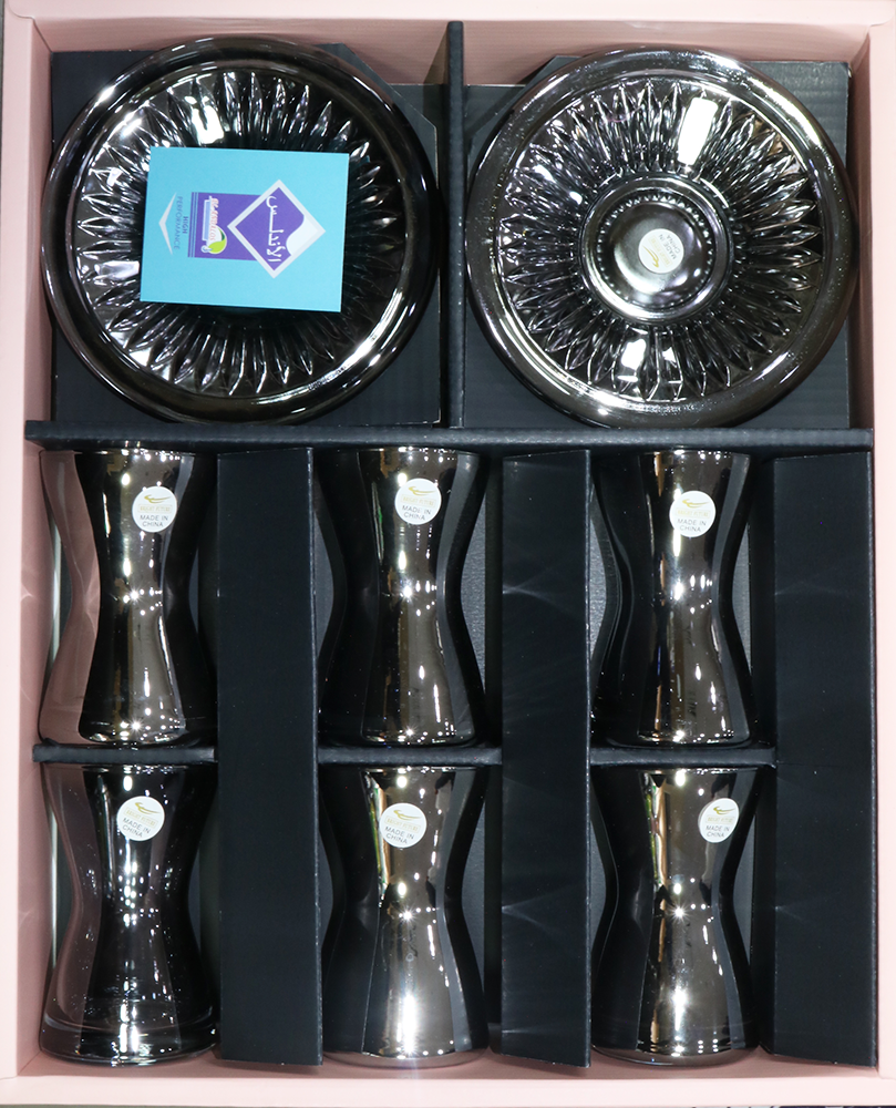 طقم استكانه ، 12 قطعة ، زجاج ، رمادي غامق ، 3212