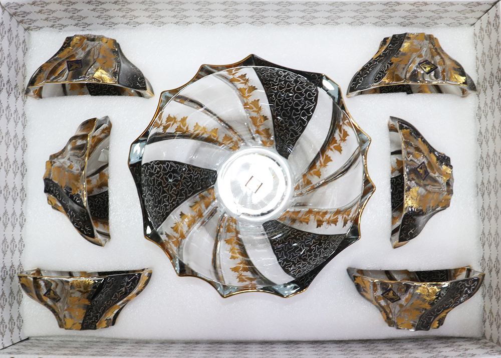 طقم خشاف نيرفانا ، 7 قطع ، زجاجي ، أسود*ذهبي