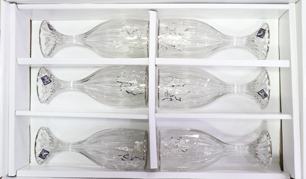 طقم كاسات اليكس فراشة من الخواجة ، 6 قطع  ، زجاج شفاف