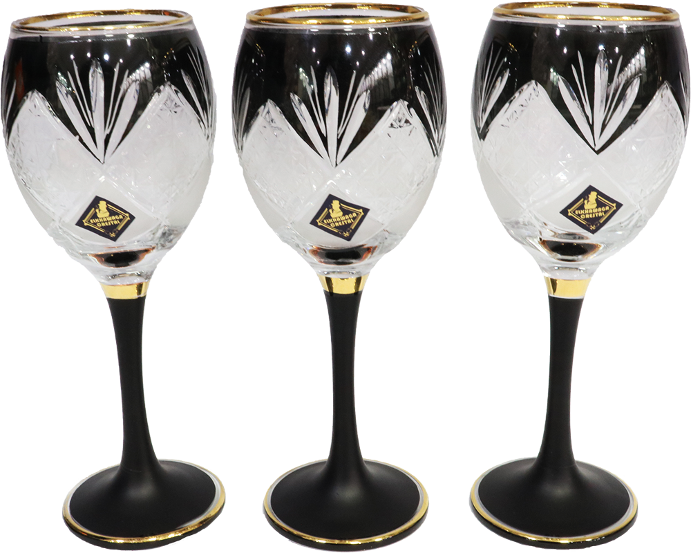 طقم كاسات امبراطور ارابيسك الاسراء ، زجاج ، أسود