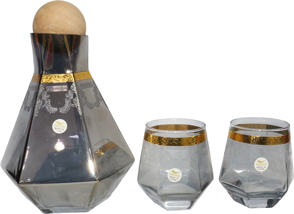 طقم كاسات شربات ديكاله ، 7 قطع ، زجاج ، رمادي ،  7319c