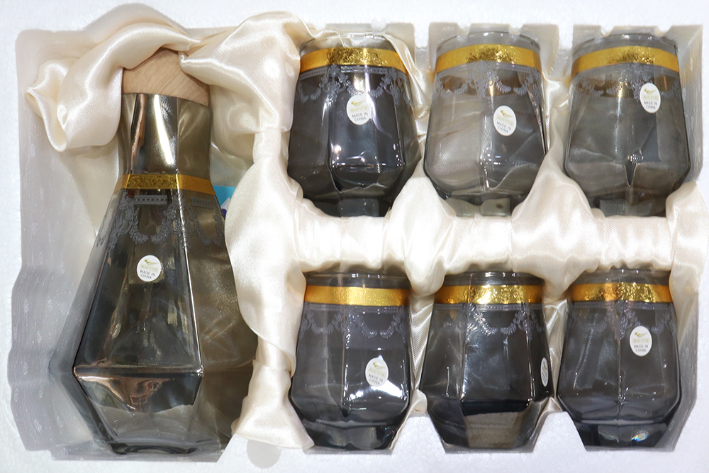 طقم كاسات شربات ديكاله ، 7 قطع ، زجاج ، رمادي ،  7319c