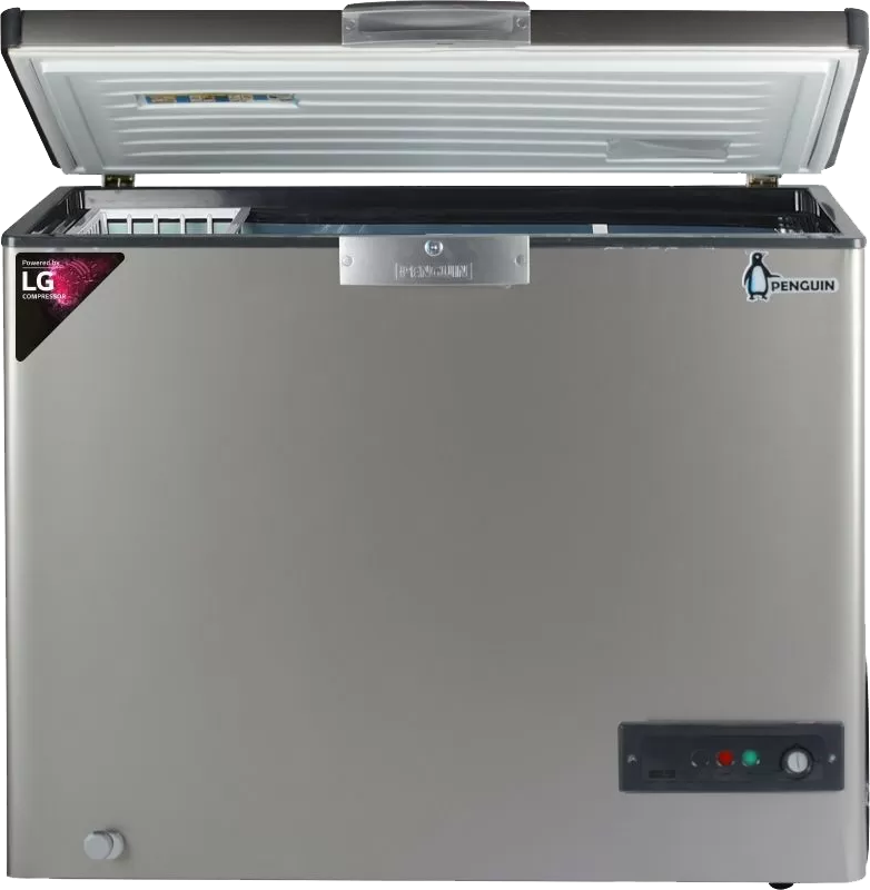 ديب فريزر أفقي بنجوين، ديفروست ، 303 لتر ، موتور ال جي ، ستانلس ستيل داخلي ، فضي، ES350