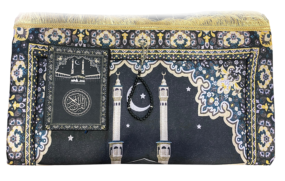 سجادة صلاة طيبة مبطنة من الداخل ، مقاس كبير ، مع مصحف شريف وسبحة ، أشكال مختلفة