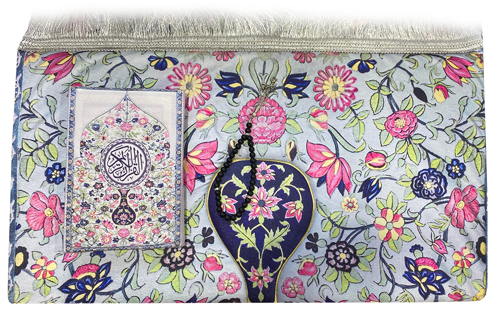 سجادة صلاة طيبة مبطنة من الداخل ، مقاس كبير ، مع مصحف شريف وسبحة ، أشكال مختلفة