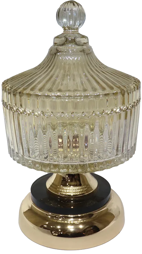 بونبونيرة زجاج بغطاء زجاج، عسلى، 3846