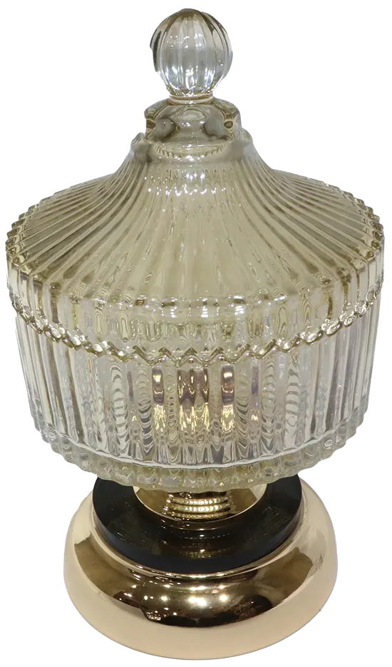 بونبونيرة زجاج بغطاء زجاج، عسلى، 3846