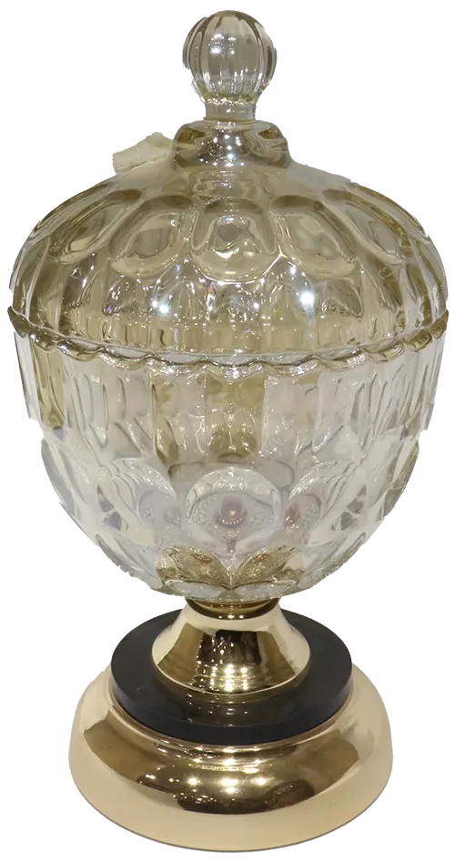 بونبونيرة زجاج بغطاء زجاج، عسلى، 3845