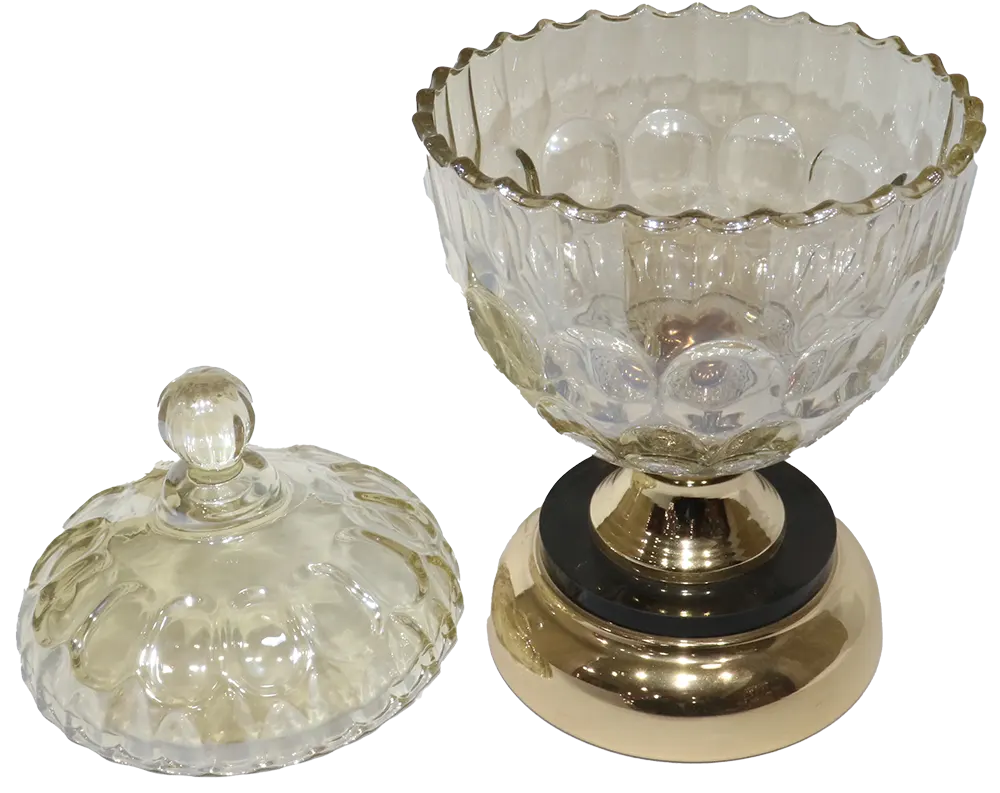 بونبونيرة زجاج بغطاء زجاج، عسلى، 3845