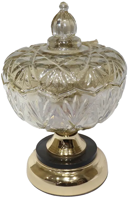 بونبونيرة زجاج بغطاء زجاج، عسلى، 3843