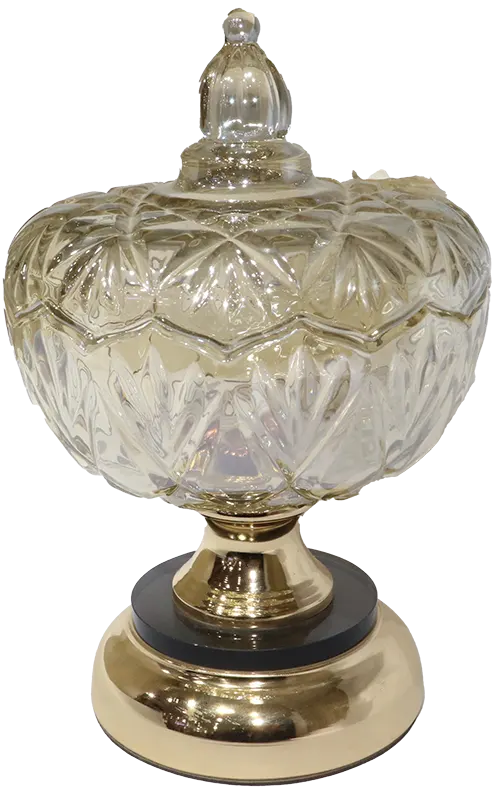 بونبونيرة زجاج بغطاء زجاج، عسلى، 3843