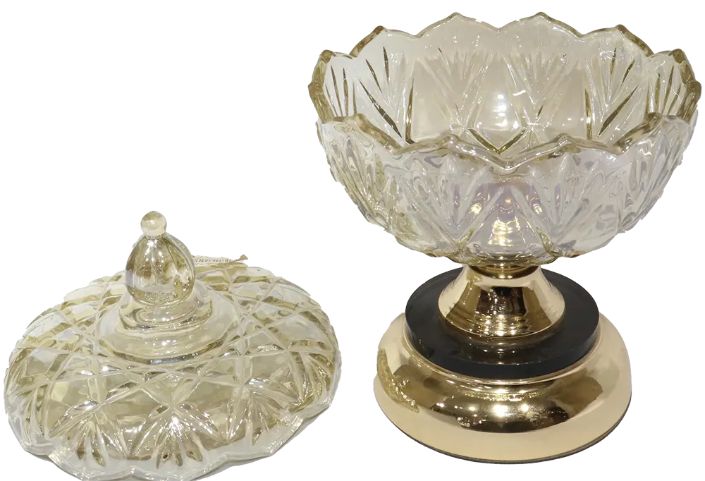 بونبونيرة زجاج بغطاء زجاج، عسلى، 3843