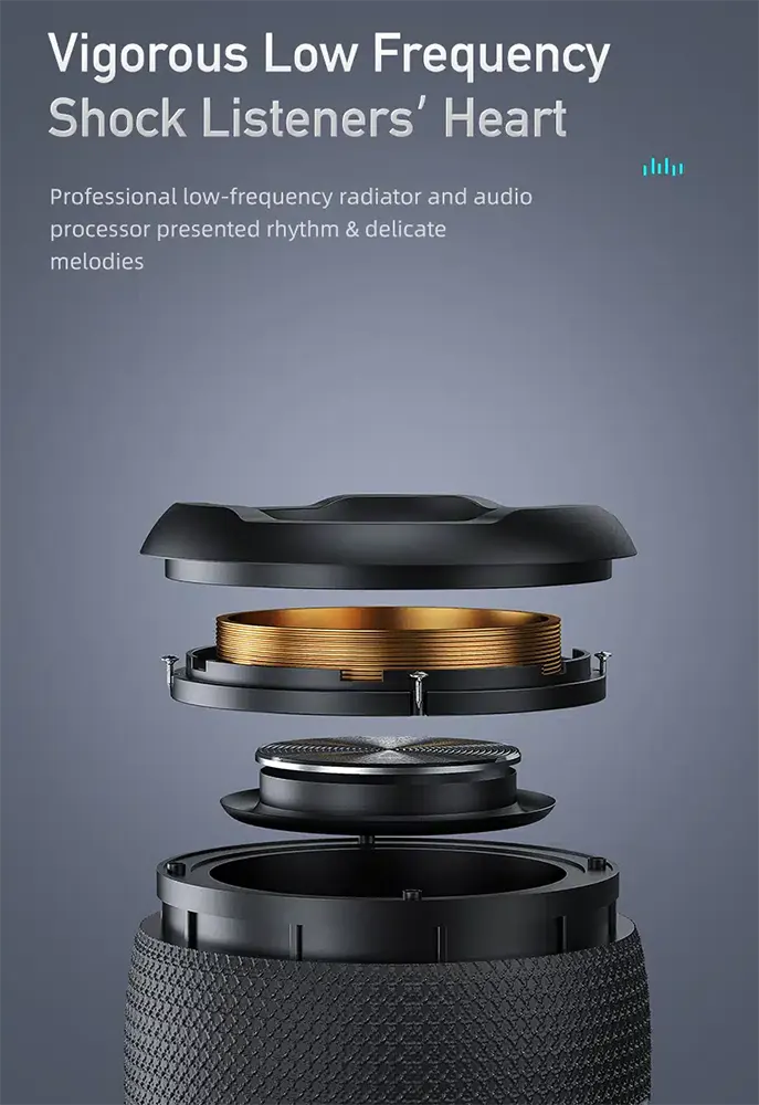 سماعة لاسلكي محمول للاستخدام الخارجي من اوي، قابل لإعادة الشحن، مقاوم للماء، بلوتوث 5.0، أسود، Y669