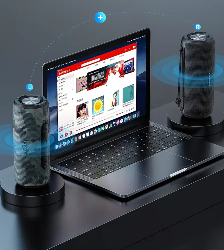 سماعة لاسلكي محمول للاستخدام الخارجي من اوي، قابل لإعادة الشحن، مقاوم للماء، بلوتوث 5.0، أسود، Y669