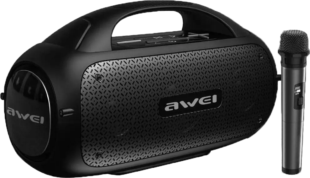 سماعة لاسلكي محمول للاستخدام الخارجي من اوي، قابل لإعادة الشحن، كاريوكي مع ميكروفون، مقاوم للماء، بلوتوث 5.0، أسود، Y886