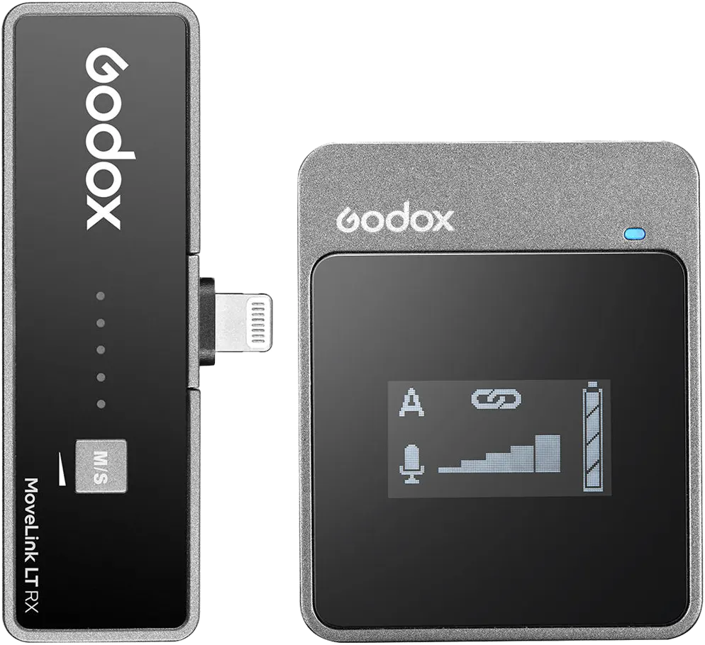 نظام ميكروفون لاسلكي رقمي مدمج من جودوكس موف لينك LT1، قابل لإعادة الشحن، 2.4 جيجاهرتز، للهواتف الذكية والأجهزة اللوحية، أسود