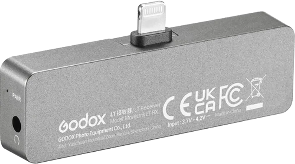 نظام ميكروفون لاسلكي رقمي مدمج من جودوكس موف لينك LT1، قابل لإعادة الشحن، 2.4 جيجاهرتز، للهواتف الذكية والأجهزة اللوحية، أسود