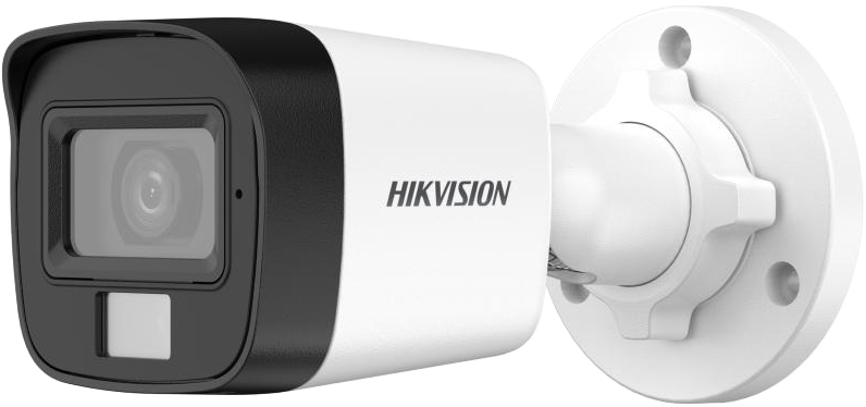كاميرا مراقبة خارجية هيكفيجن ، 2 ميجابكسل ، عدسة 3.6 مم ، اضاءة مزدوجة ، ميكروفون ، أبيض ، DS-2CE16D0T-LPFS