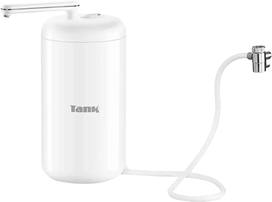 فلتر مياه تانك برو اس، 4 وظائف، خزان 5.1 لتر، صنبور دوار 360 درجة، لون أبيض
