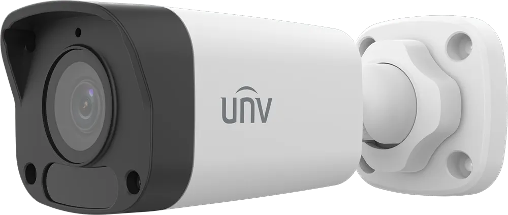 كاميرا مراقبة شبكية خارجية يونيفيو ثابتة تعمل بالأشعة تحت الحمراء بدقة 4 ميجابكسل، عدسة 4.0 مم، مايكروفون مدمج، ألوان، أبيض، IPC2124LB-AF40KM-G-4MP