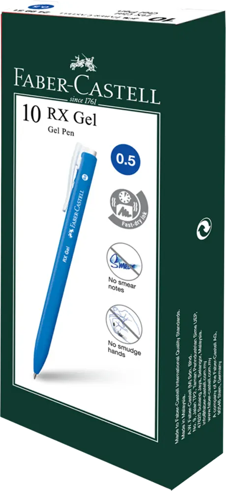 قلم جيل سوستة فابر كاسيل 0.5 مم سريع الجفاف ، ازرق ، 249951