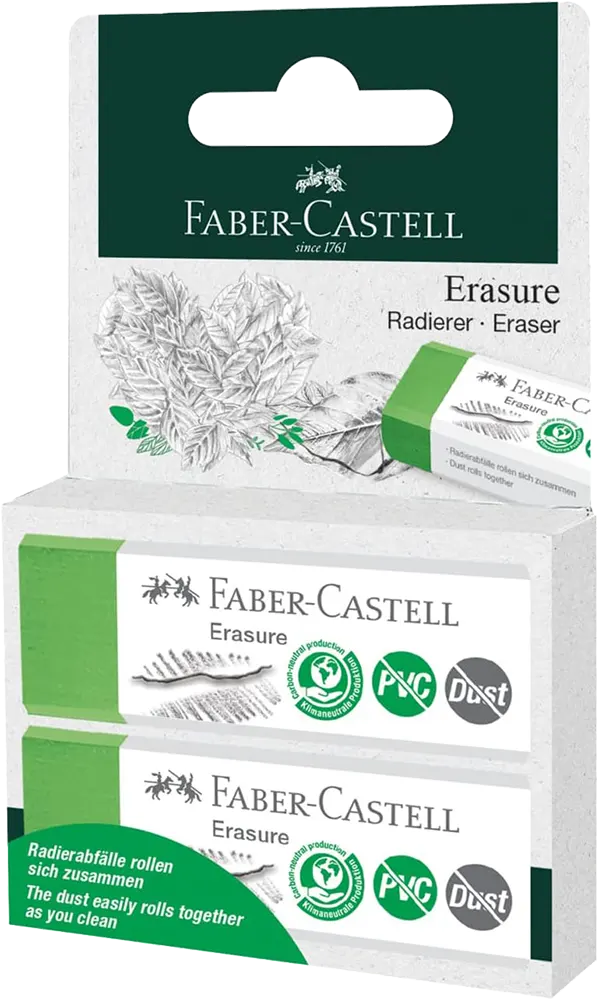 كارت 2  أستيكة فابر كاستل، مستطيلة ، أخضر، 187251