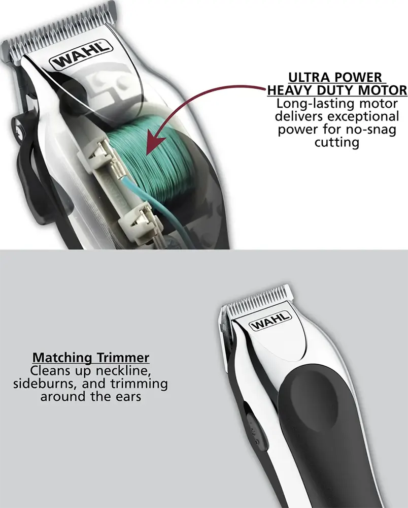 ماكينة حلاقة شعر كهربائية ويل، استخدام جاف، ماكينة تشذيب صغيرة، لون فضي*أسود، موديل 79524-2716