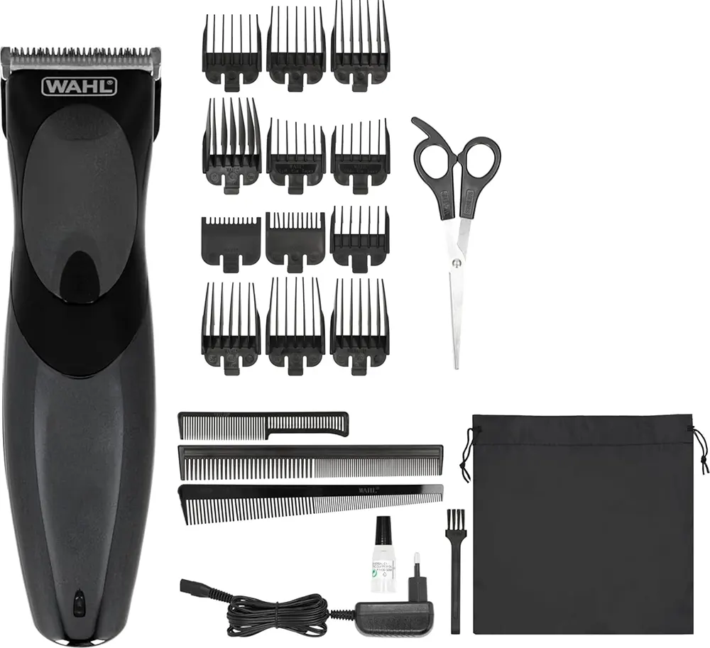 ماكينة حلاقة شعر وذقن ويل قابلة للشحن، استخدام سلكي ولاسلكي، 12 مستوى، أسود، موديل 9639-816