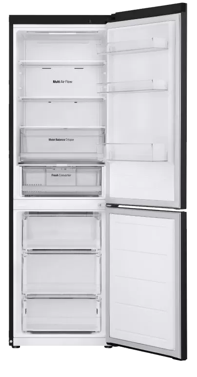 ثلاجة ال جي نوفروست كومبى ، 341 لتر ، 2 باب ، انفرتر ، شاشة ديجيتال ، اسود مط ، GW-B489FS6W