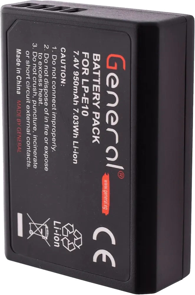 بطارية جينرال لكاميرات كانون، 950 مللي أمبير، أسود، LP-E10