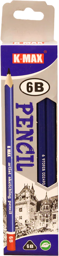 علبة اقلام رصاص 6B من كي ماكس ، 12 قطعة، بدون استيكة، KMS-SK6B