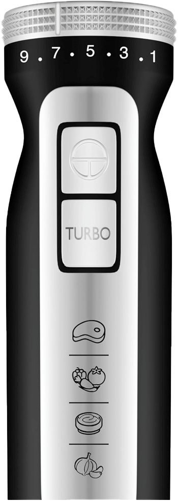 هاند بلندر من ميانتا ، 1000وات، كأس سعة 600مل، سرعة تربو، ستانليس ستيل، اسود، HB111338A