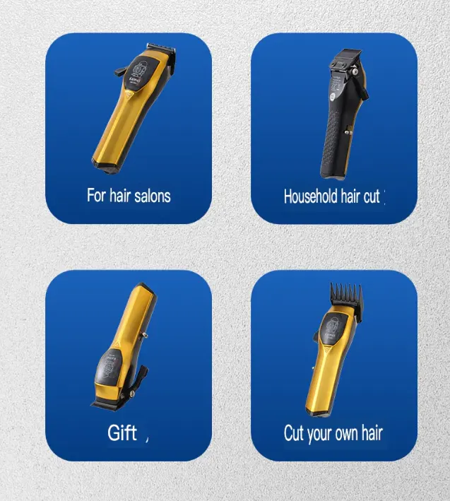 ماكينة حلاقة شعر كيمي قابلة للشحن، ،6 أمشاط، لون ذهبي، موديل KM-1680