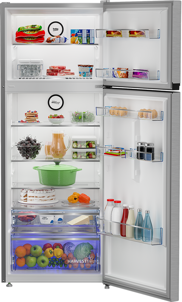 ثلاجة بيكو نوفرست ، 406 لتر ، 2 باب  ، انفرتر ، شاشة ديجيتال ، سيلفر ، RDNE455M20XBIDB
