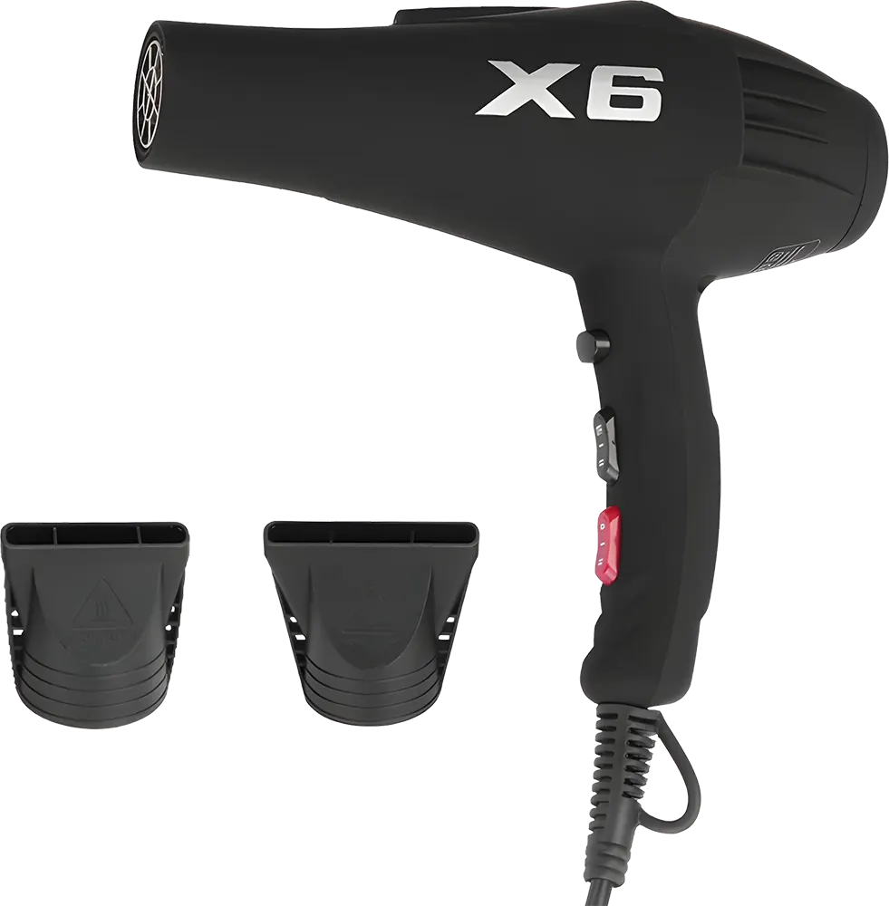 مجفف شعر X6 2500 وات، سرعتين، 3 مستويات حرارة، لون أسود