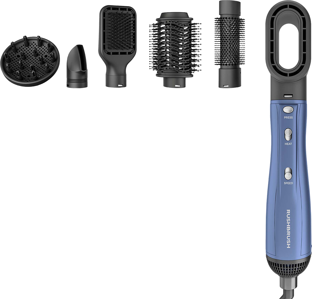 مجموعة تصفيف الشعر من راش براش،1300 وات، 3 مستوات حرارة، سرعتين، أزرق غامق، 6+