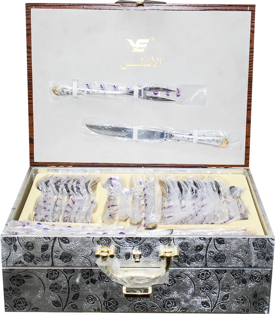 شنطة معالق الاندلس 86 قطعة، 3 دور ،لون فضي، موديل  22042