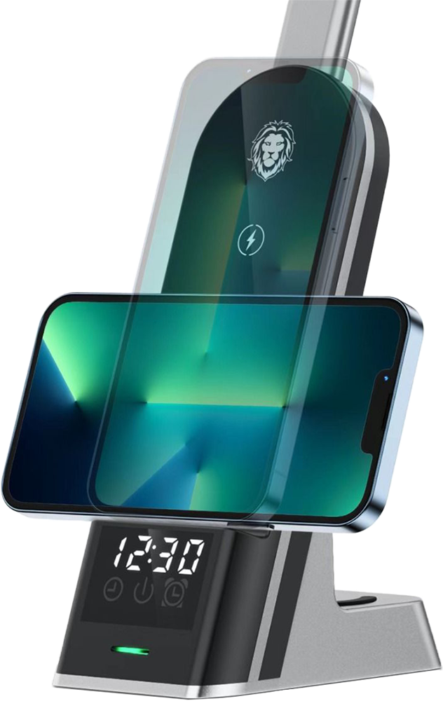 شاحن لاسلكي 7 في 1 Dual Coil Max ، 15 وات، كشاف ليد، أسود ، H33