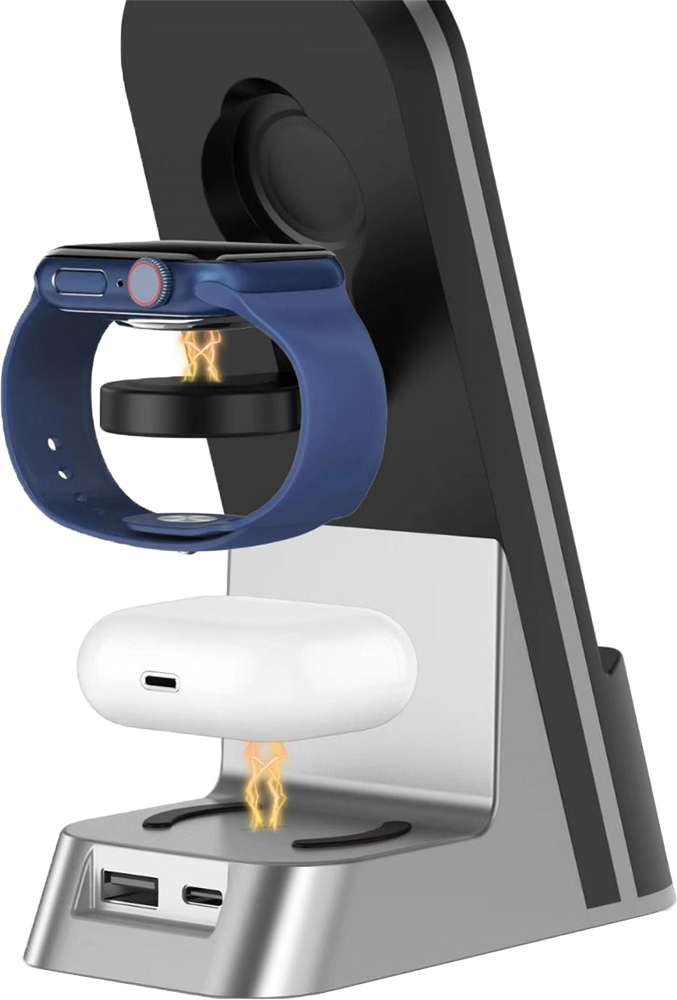 شاحن لاسلكي 7 في 1 Dual Coil Max ، 15 وات، كشاف ليد، أسود ، H33