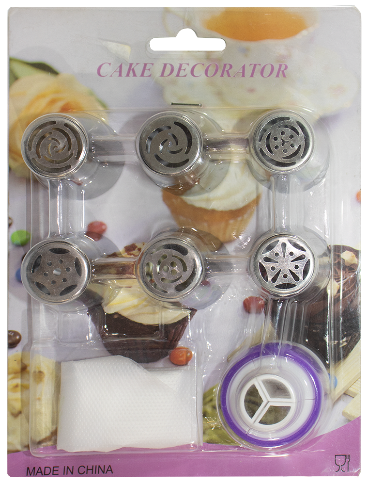 كيس كريمة شفاف بلابل ، مكون من 7 قطع ، استانلس ستيل