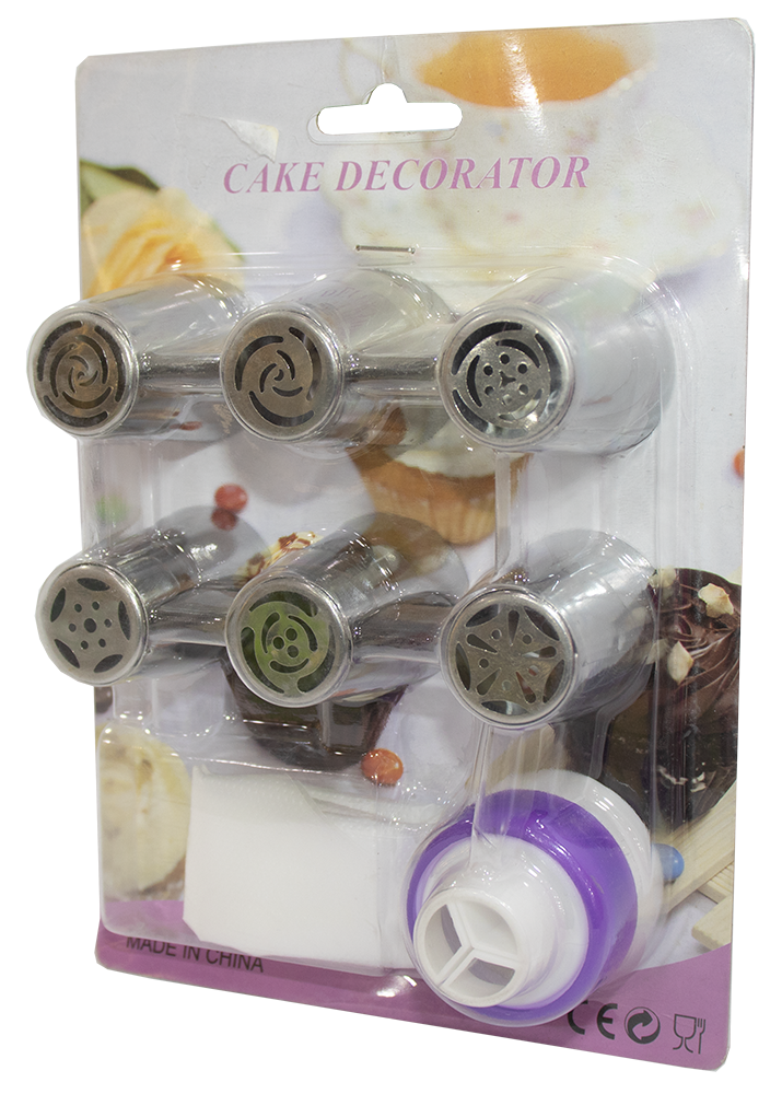 كيس كريمة شفاف بلابل ، مكون من 7 قطع ، استانلس ستيل