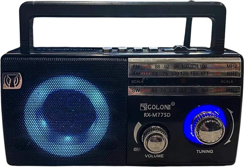 راديو جولون محمول FM-AM-SW، بطارية قابلة لإعادة الشحن، إضاءة RGB، ألوان متعددة، RX-M55D