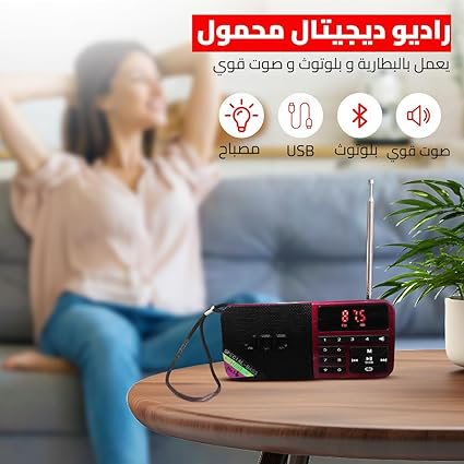JOC Portable FM Radio, Multi-function, LED Display, Bluetooth Support, USB Charging, LED Light, Multi-color, H799