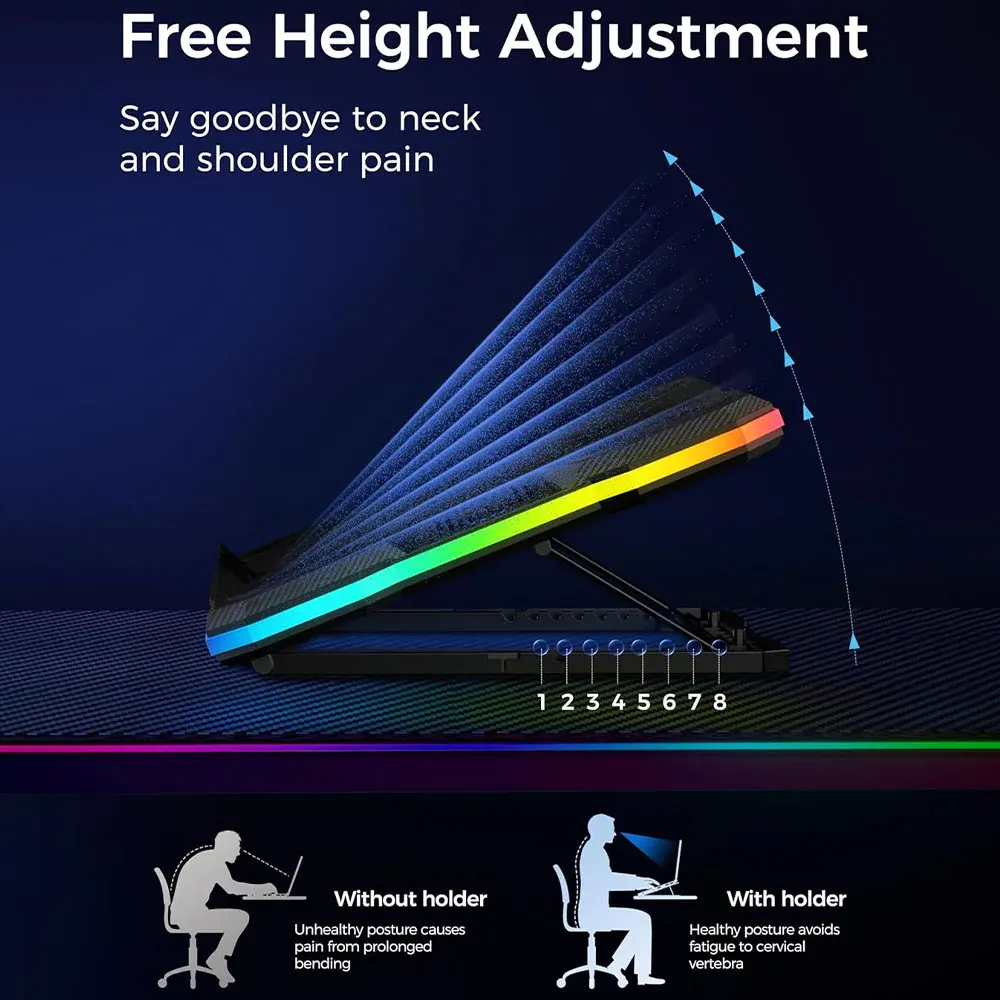 لوحة تبريد لاب توب جيجا ماكس بلس، 9 مراوح، تدعم حتى 17 بوصة، 2070