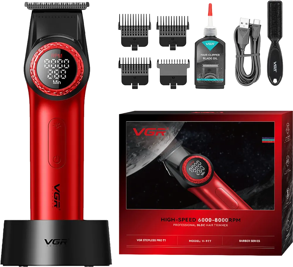 ماكينة حلاقة في جي ار لاسلكية لقص الشعر للرجال ، شاشة ال اي دي ، قابلة للشحن ، متعددة الألوان، V-977