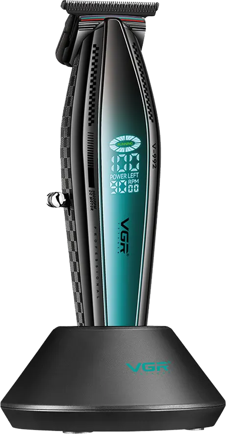 ماكينة حلاقة في جي ار لاسلكية لقص الشعر للرجال ، شاشة ال اي دي ، قابلة للشحن ، أسود، V-992