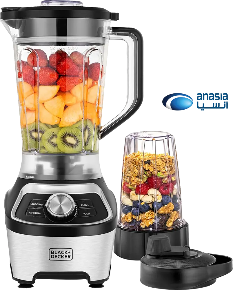 خلاط كهربائي بلاك اند ديكر، 1200 وات، 1.85 لتر، فضي*أسود، موديل BXH1200