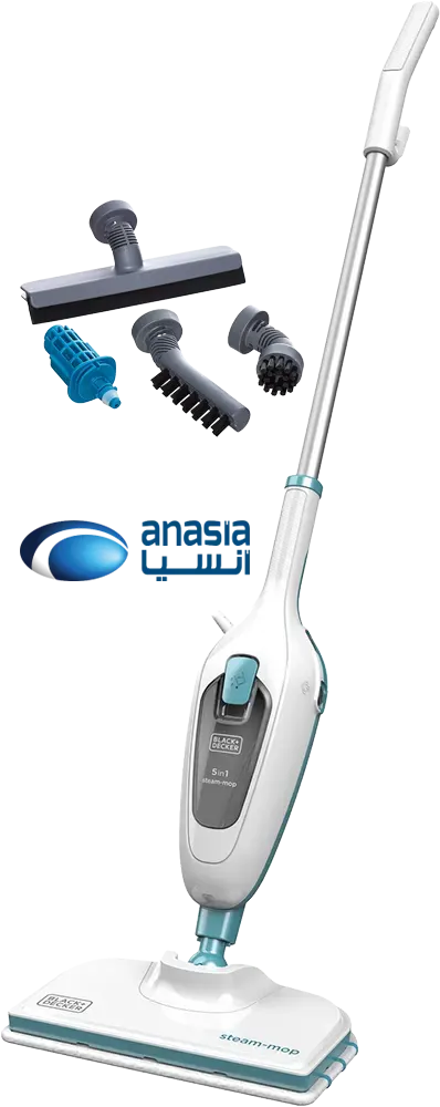 ممسحة كهربائية بالبخار بلاك اند ديكر، 1300 وات، 5 في 1، خزان 380 ملي، لون أبيض، FSMH13E5