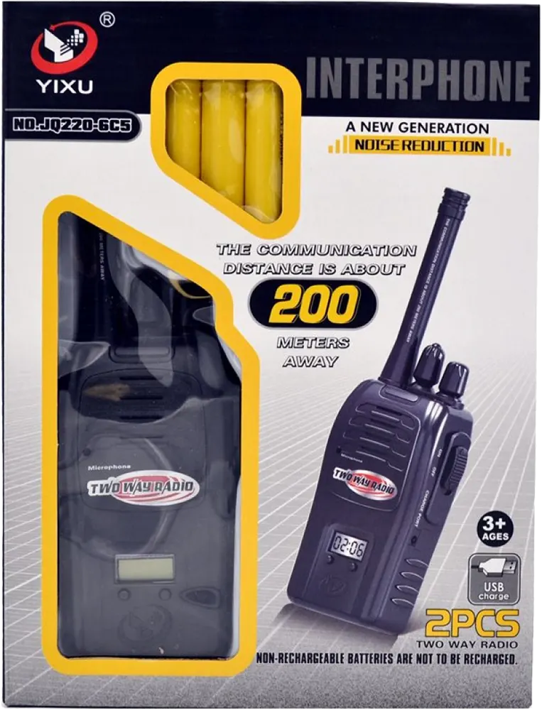 Two-Way Radio for Kids, Rechargeable, Black, Model JQ220-6C5